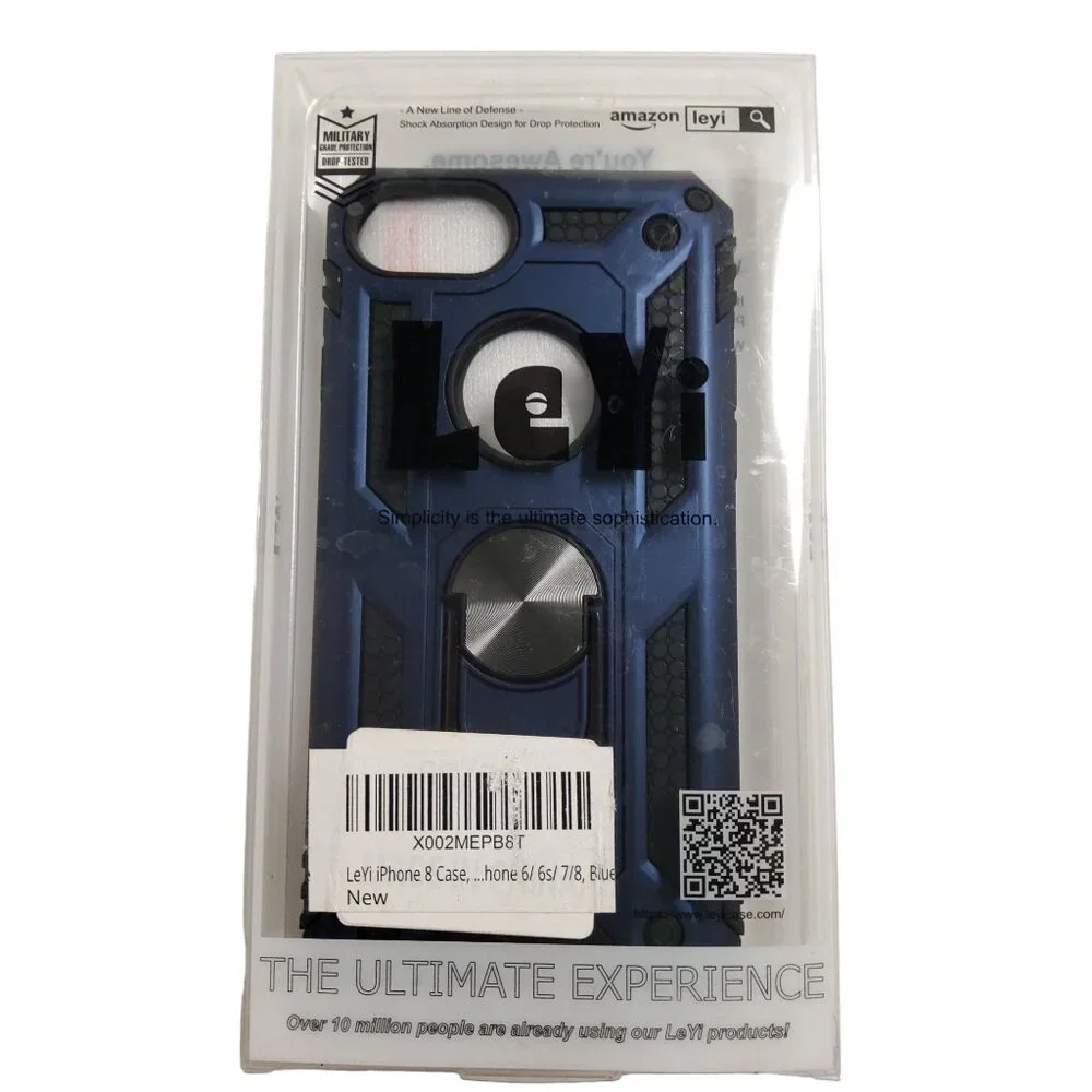 new leyi apple I-phone 6/6s/7/8 military grade drop tested blue cellphone case.